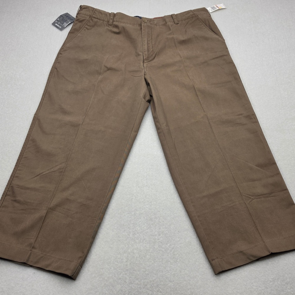 IZOD Pants Mens 42x26 Brown Rock Washed Metrix Fit Cotton Twill Chinos